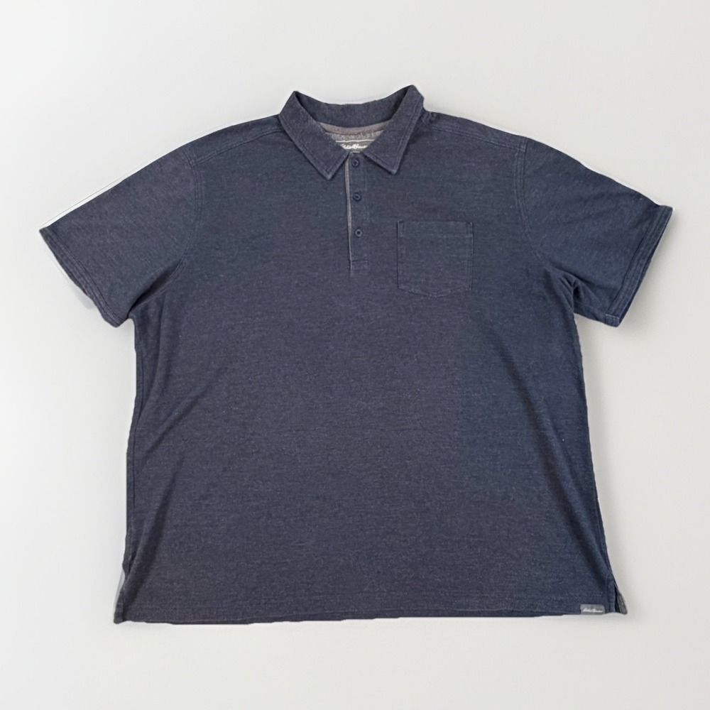 Eddie Bauer Polo Men's Size 2XL Blue Short sleeve Cotton Blend shirt Outdoor